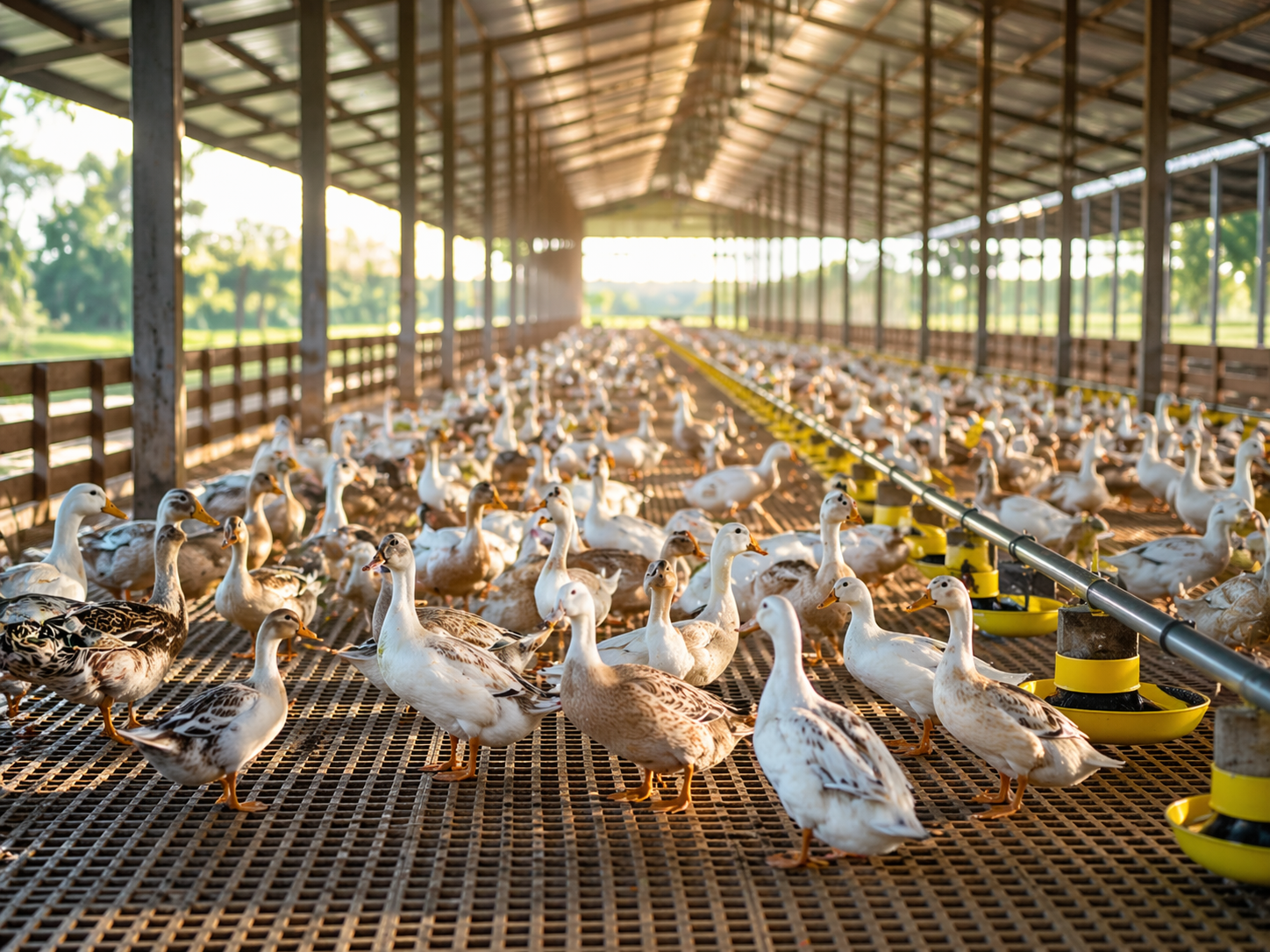 Proses pemeliharaan bebek pedaging di kandang